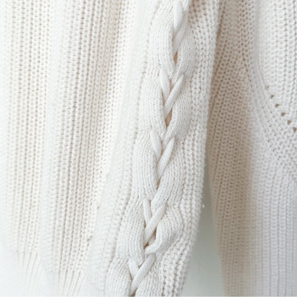 Joie Anthropologie Cream Adanya Lace-Up Sides Knit Sweater Scalloped — S - Picture 6 of 7